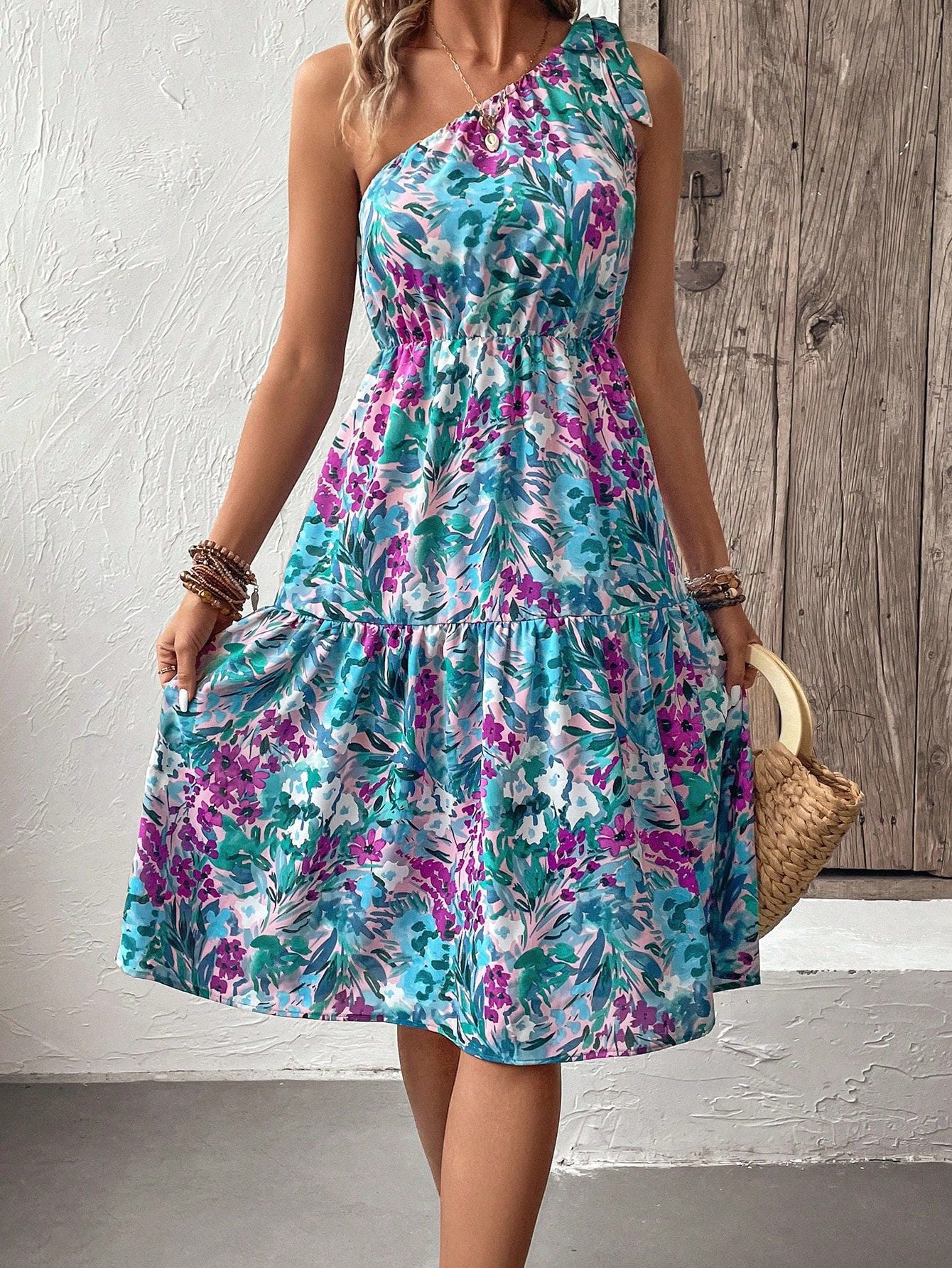Claire One Shoulder Flow Dress