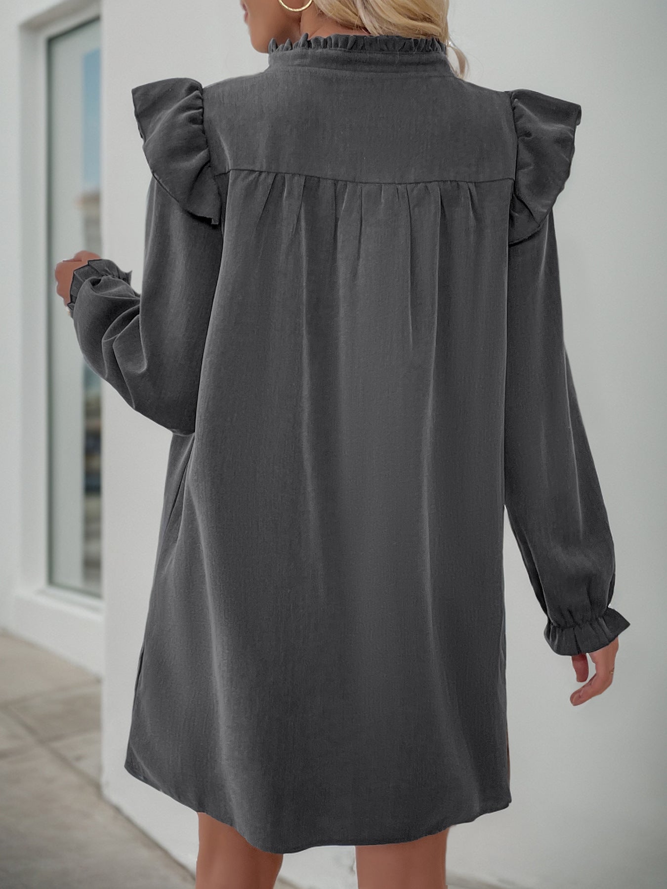 Catherine Cotton Blend Relaxed Ruffle Dress