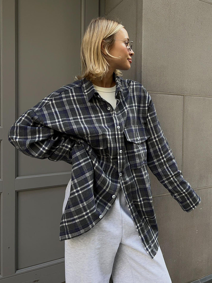 Raquel Oversized Plaid Flap Pocket Shacket