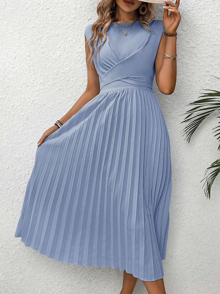 Elizabeth Pleated Waist Midi Dress