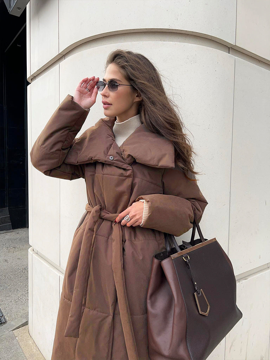 Tessaly Belted Shawl Collar Puffer Coat