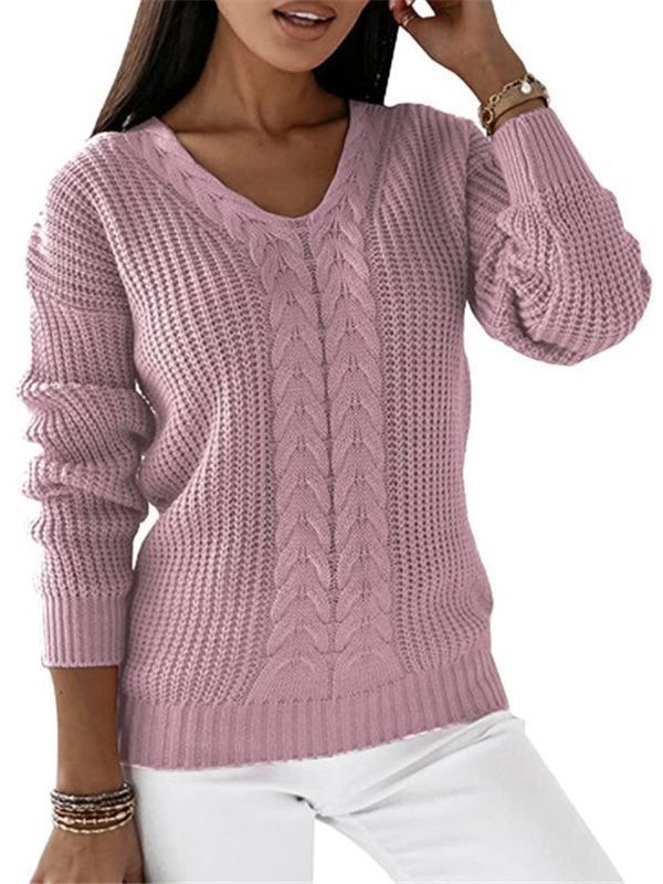 Delaney Cable Knit V-Neck Pullover Sweater