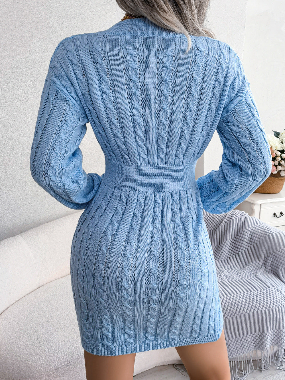 Margo & Main – cable-knit smocked-waist sweater dress, additional view 18, US women's sizes