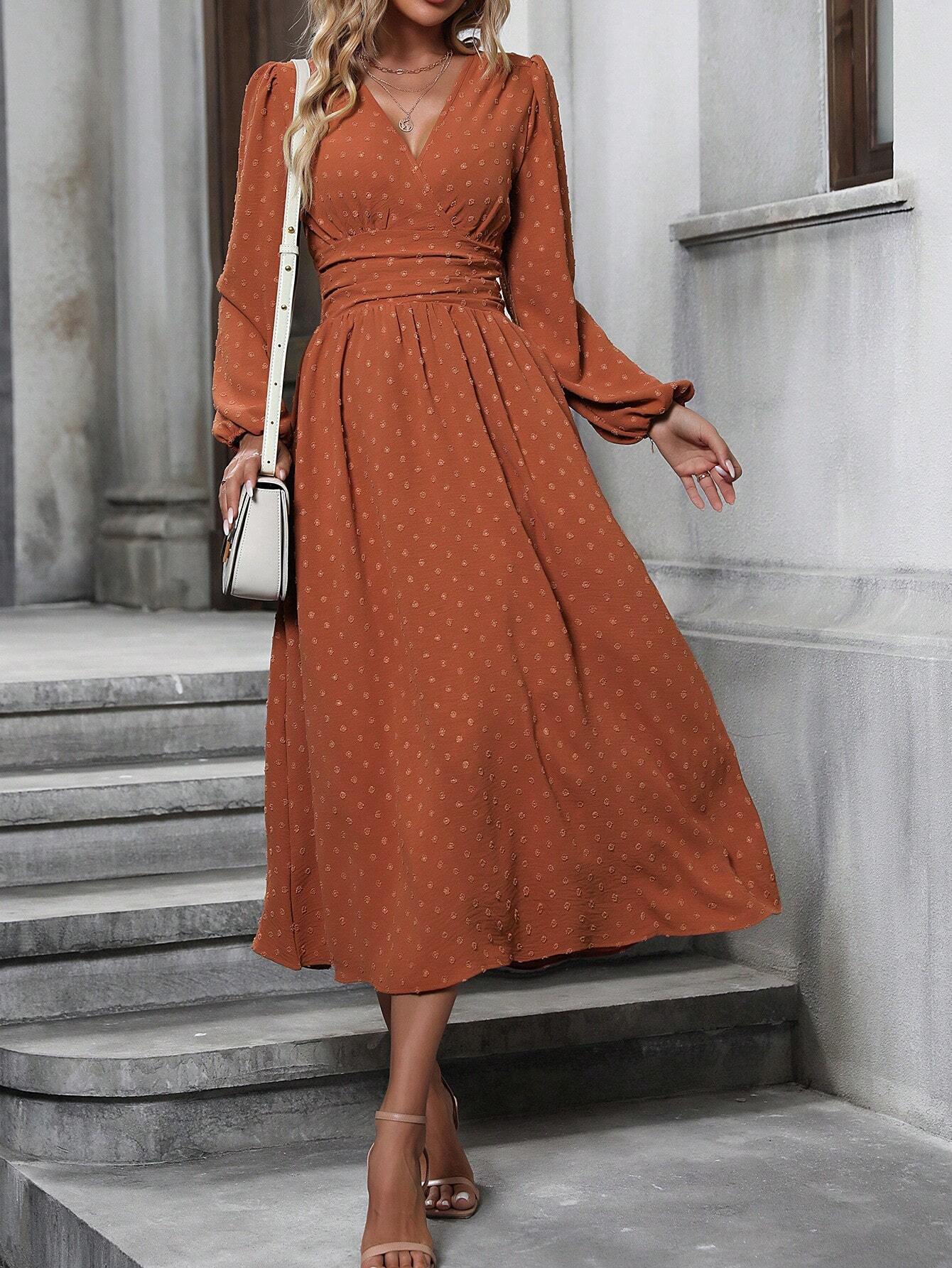 Margo & Main – swiss dot lantern sleeve midi dress, additional view 12, US women's sizes