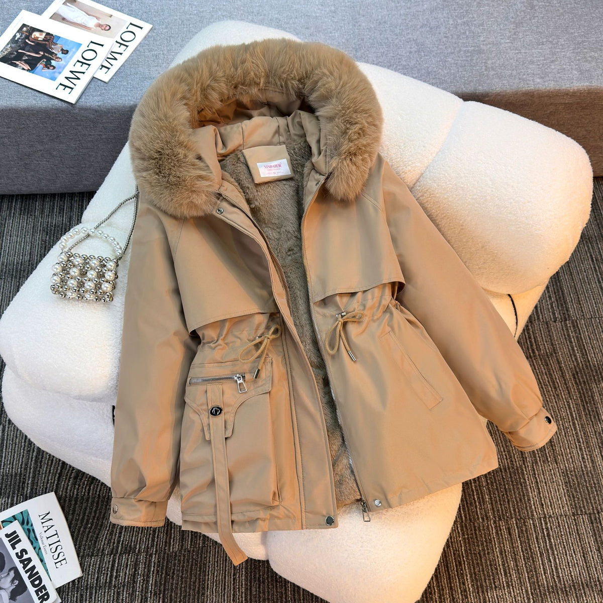 Lucretia Faux Fur Hood Fleece-Lined Parka
