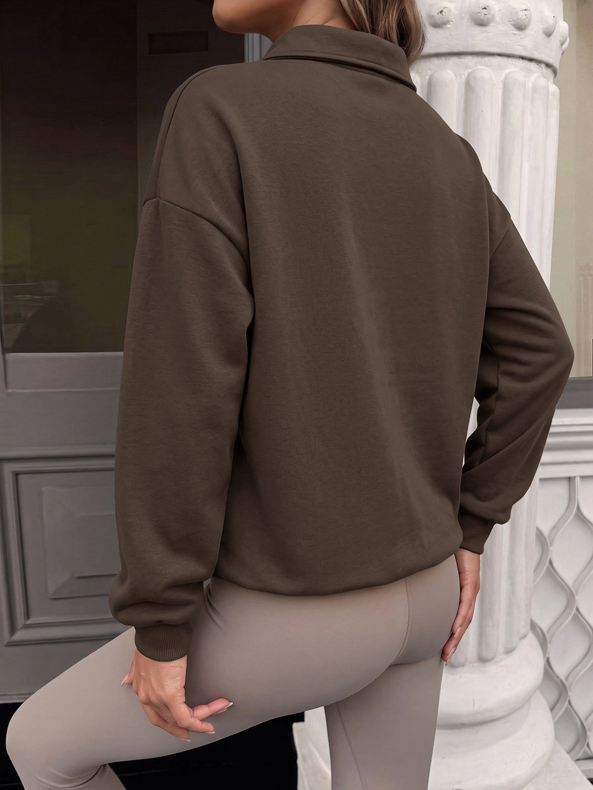 Radmila Collared Half-Button Sweatshirt