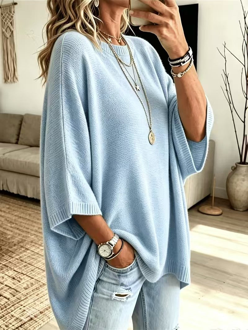 Evanthia Oversized Side-Slit Tunic Sweater