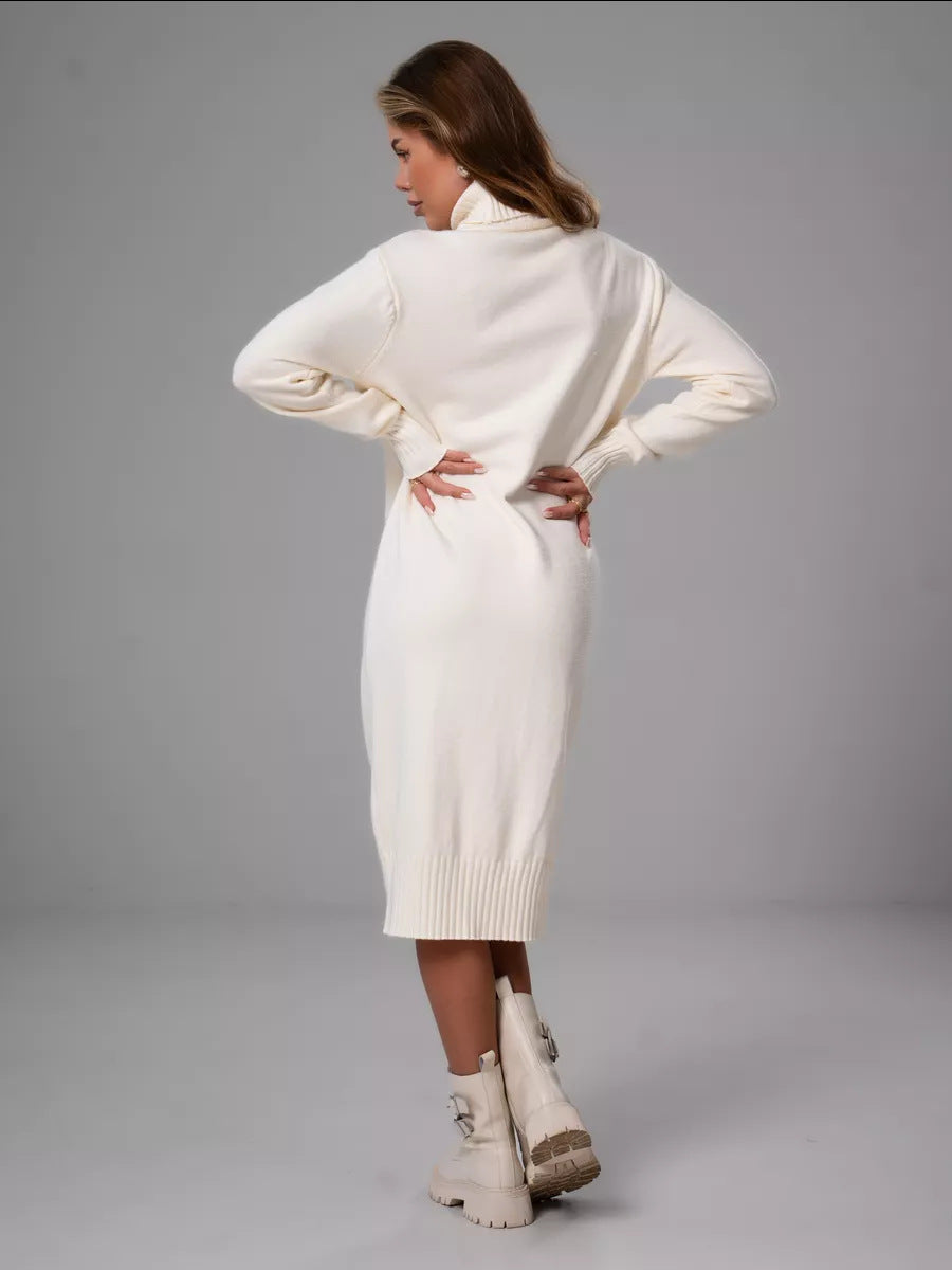 Margo & Main – turtleneck knit sweater dress, styled view, US women's sizes
