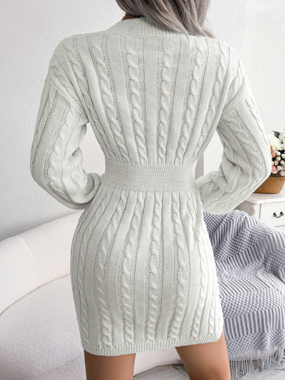 Margo & Main – cable-knit smocked-waist sweater dress, additional view 24, US women's sizes