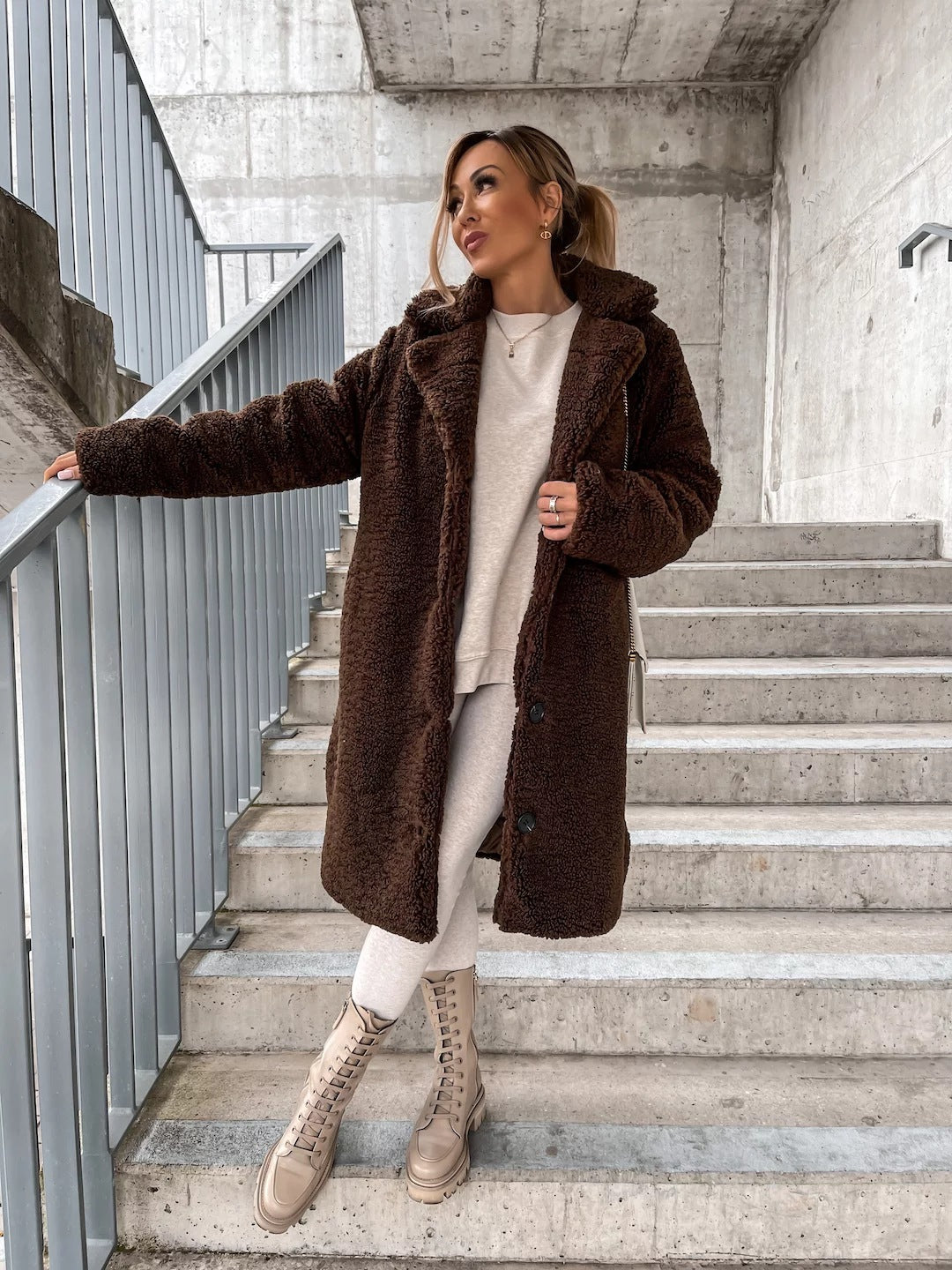 Alfreda Teddy Faux Fur Longline Coat