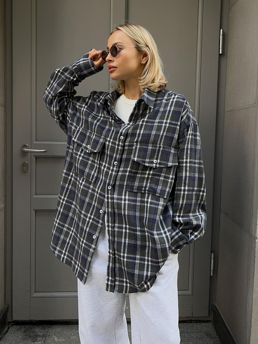 Raquel Oversized Plaid Flap Pocket Shacket