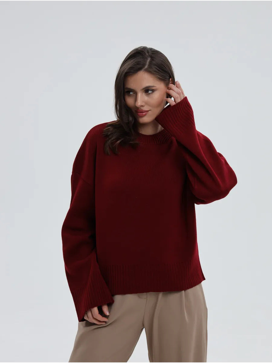 Margo & Main – ribbed-cuff oversized pullover sweater, full length view, US women's sizes