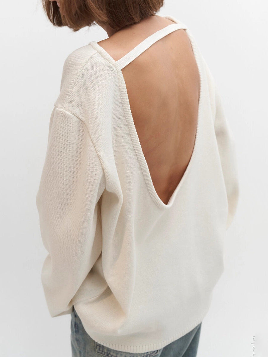 Ginevra Open Back Cotton Knit Sweater