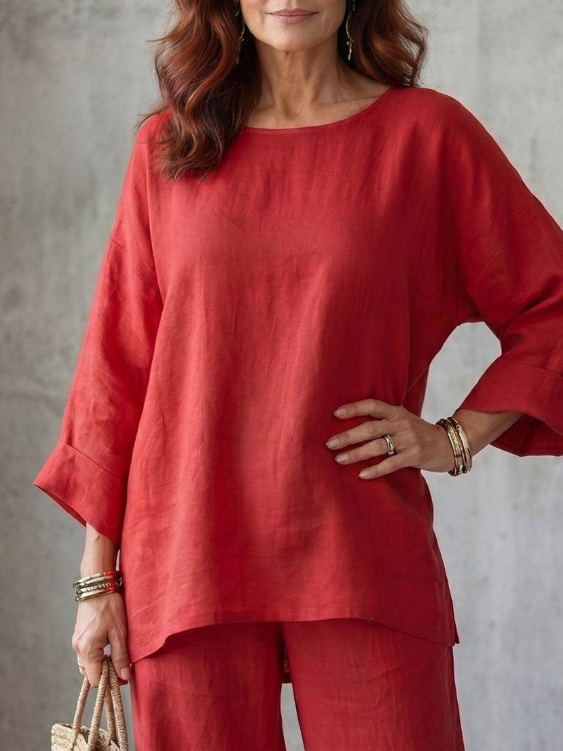 Neoma Linen Blend Wide Leg Pants Set
