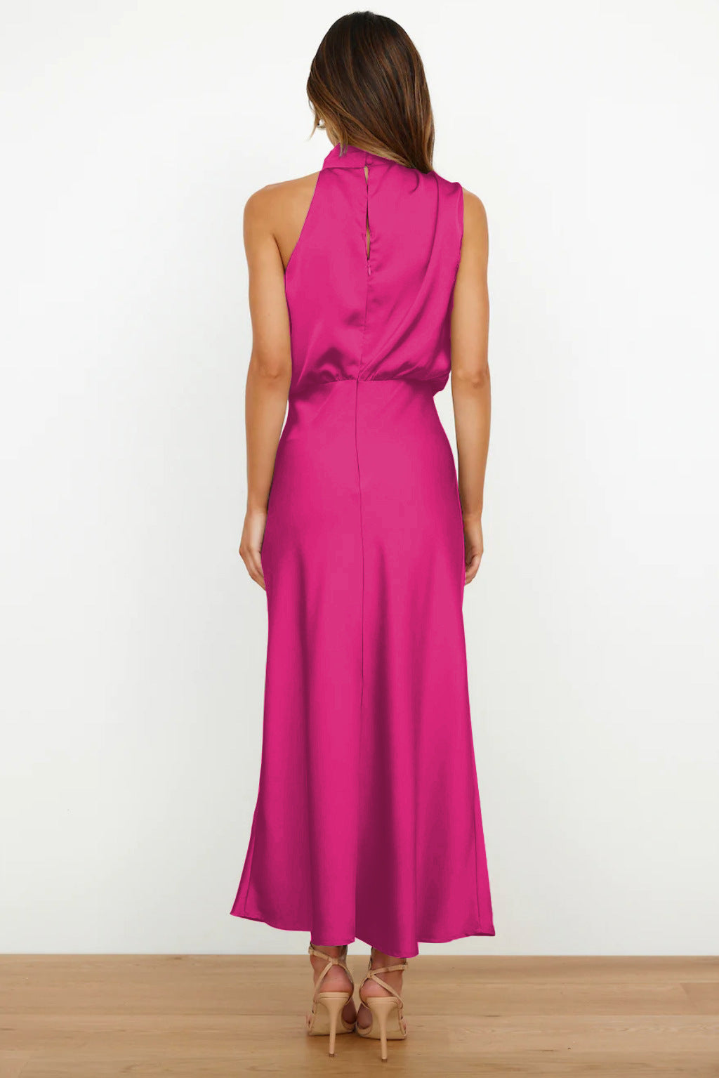 Elara Draped Satin Midi Dress