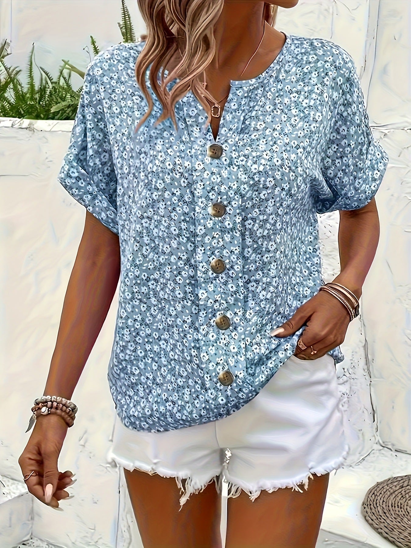 Elira Flattering Button Blouse