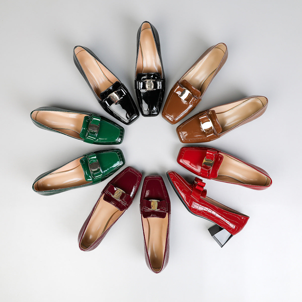 Vella Croc Block Heel Loafers