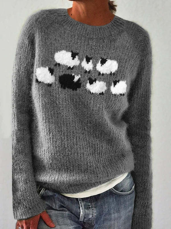 Margo & Main – nordic yoke pullover sweater, detail view, US women's sizes