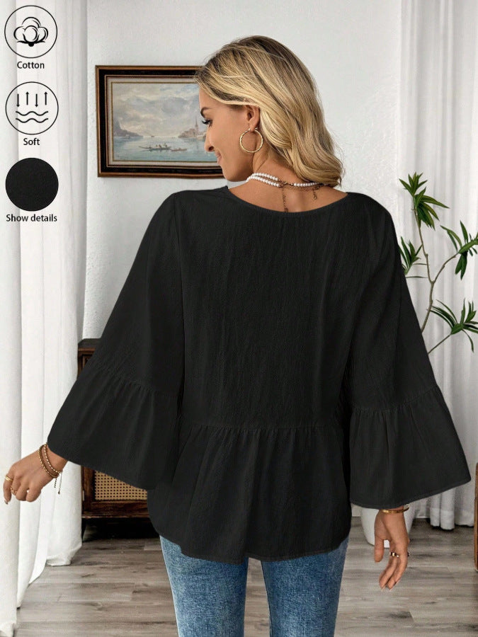 Faye Bohemian Flare Sleeve Blouse
