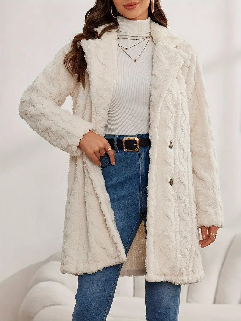 Griselda Plush Double-Breasted Fleece Coat