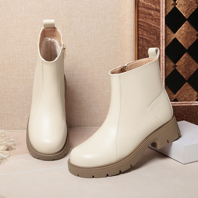 Gwen Minimal Side-Zip Lug Sole Ankle Boots