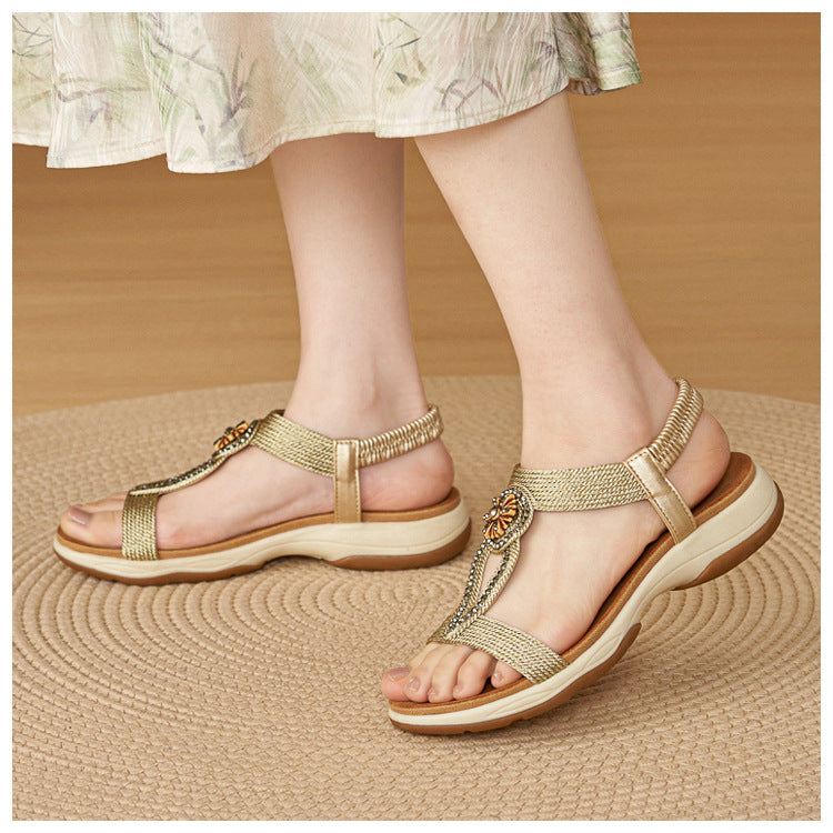 Cassidy Jeweled T-Strap Sandals