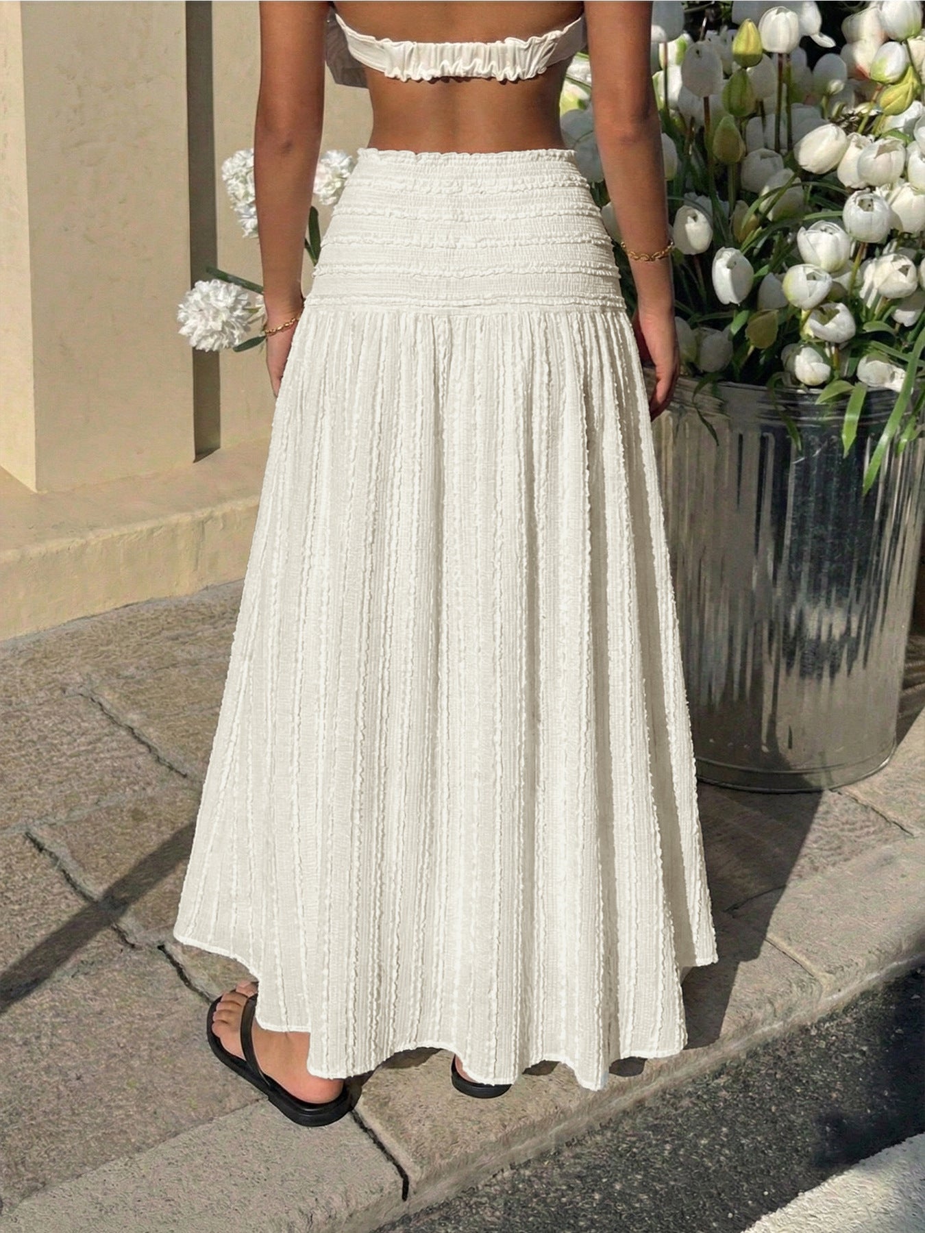 Susan Flattering Waist Textured Maxi Skirt