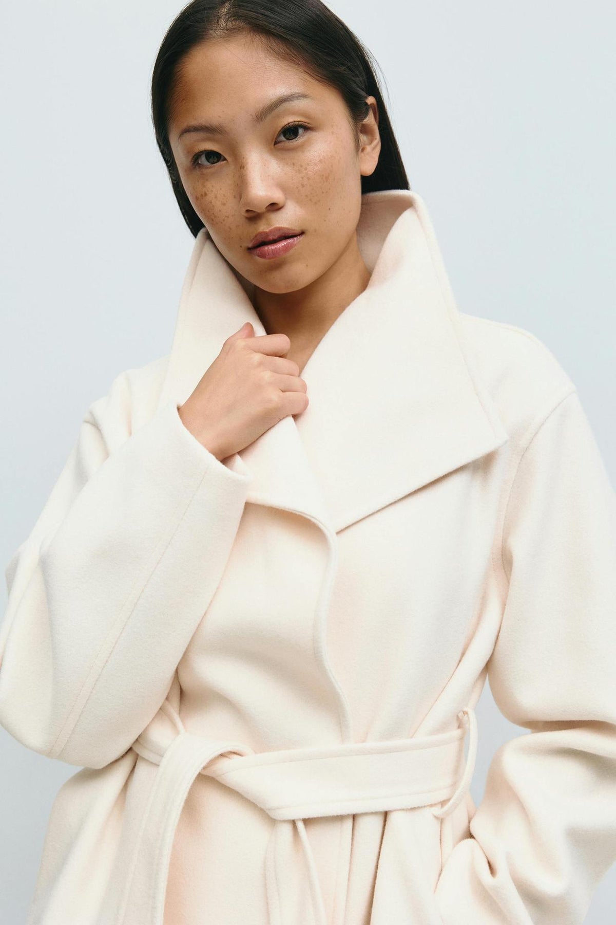 Lorna Belted Stand Collar Wool Coat