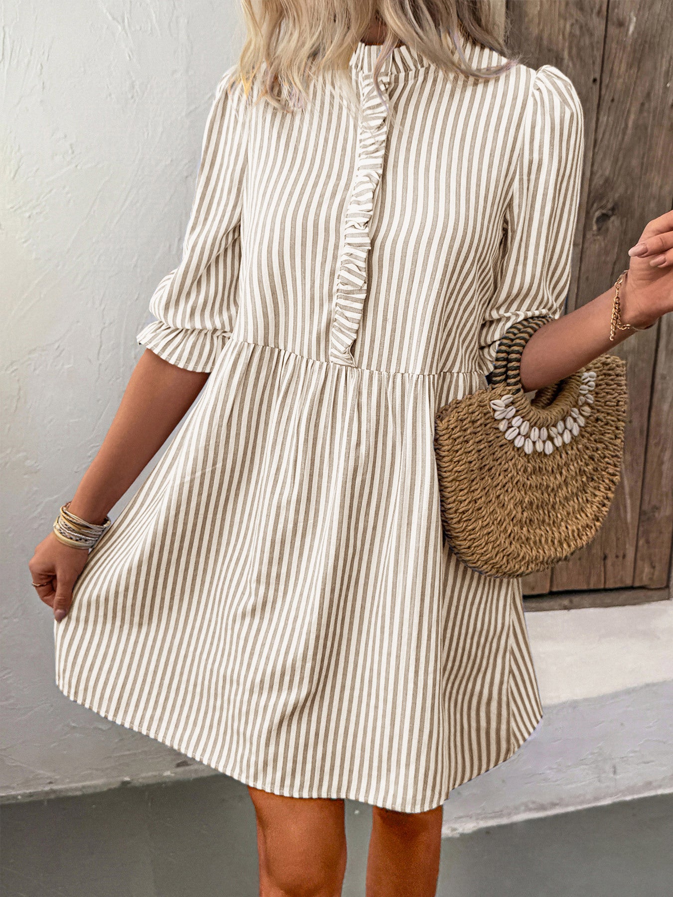 Rebecca Flattering A-Line Striped Dress