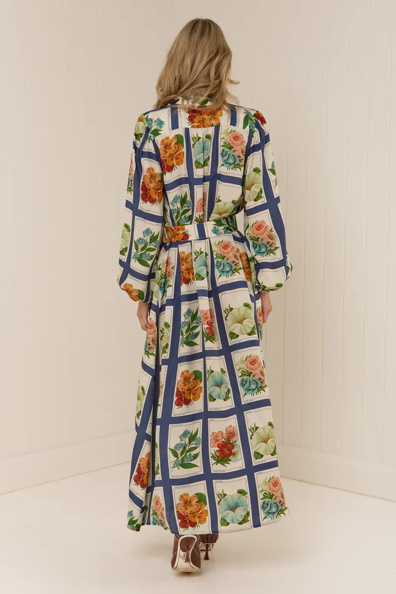 Rhoda Linen Floral Belted Shirt Dress