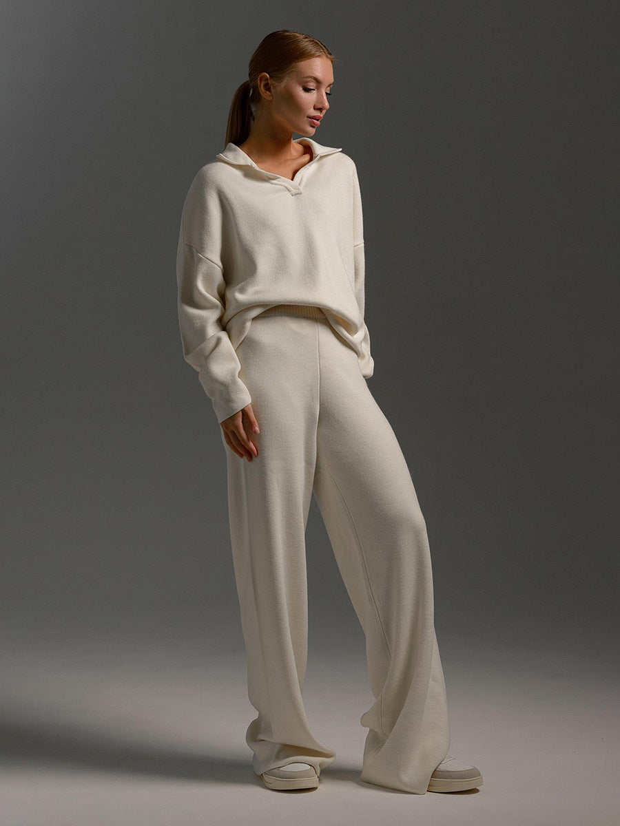 Valborg Polo Collar Knit Sweater and Pants Set