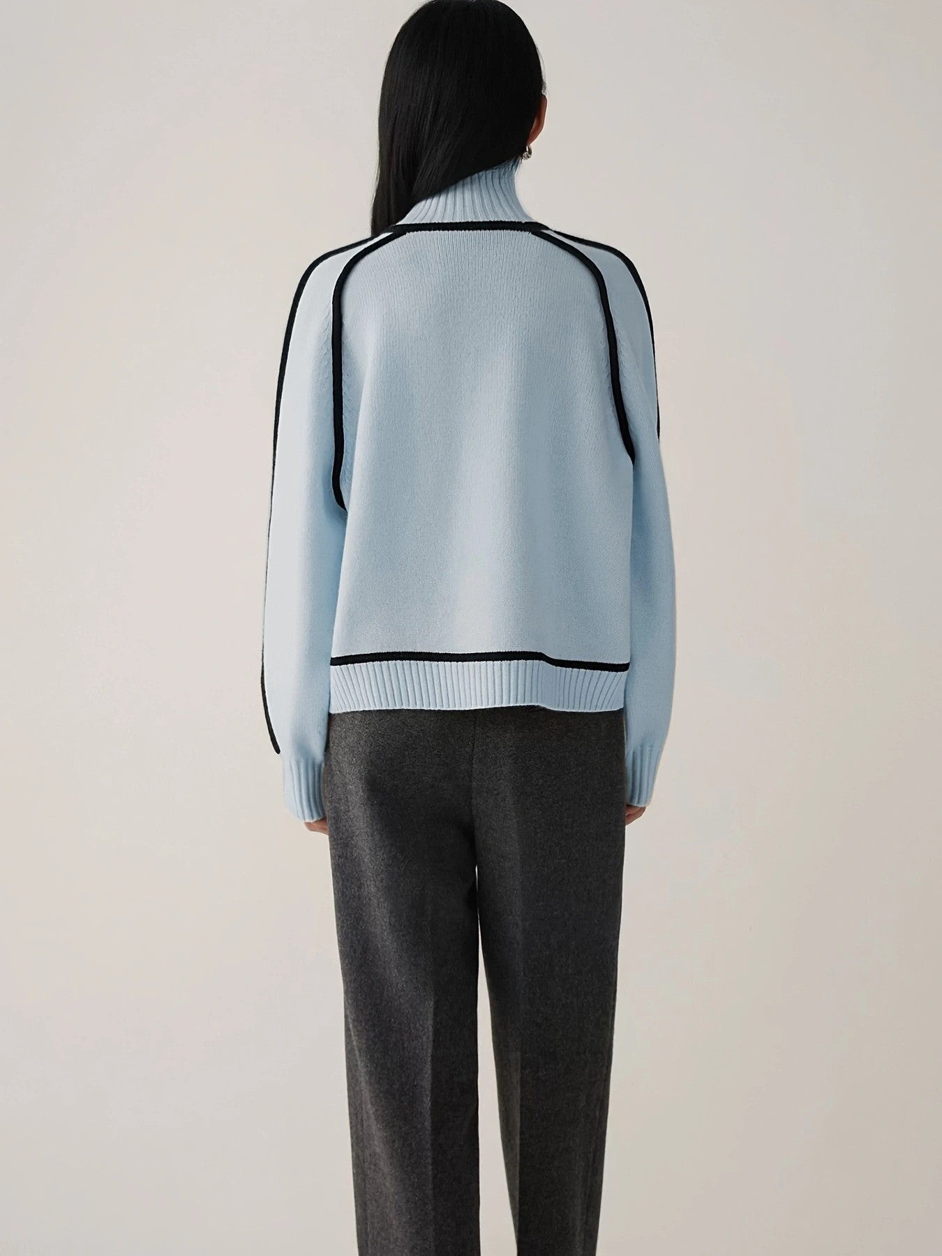 Margo & Main – contrast piping turtleneck sweater, additional view 16, US women's sizes
