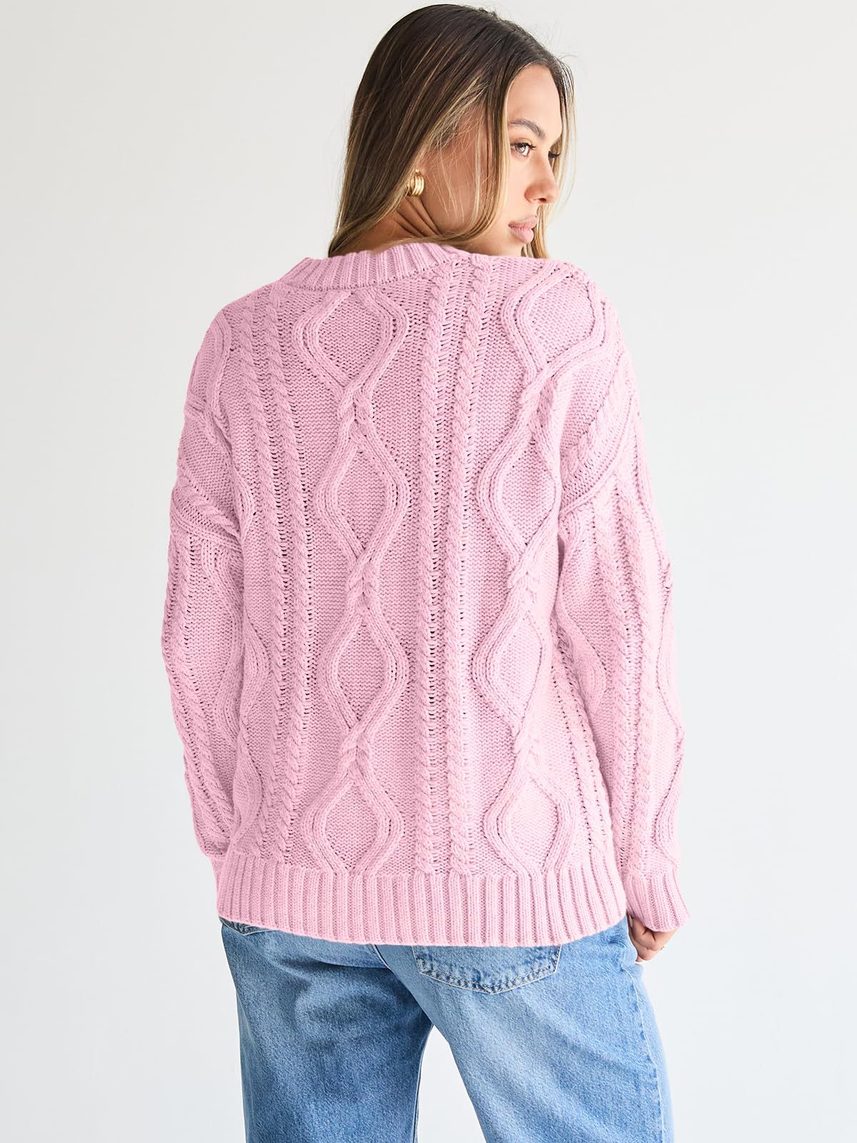 Roxelana Oversized Cable Knit Crew Sweater