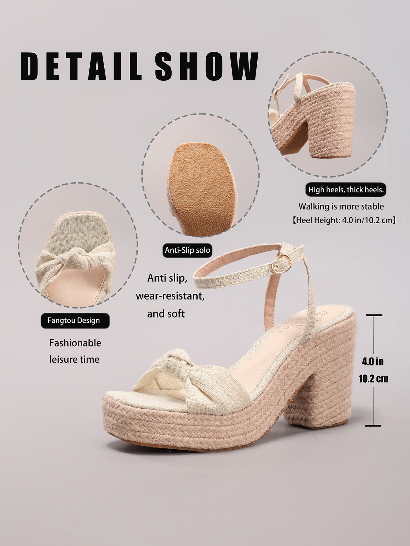 Margo & Main – Knotted Bow Espadrille Wedge Sandals, additional view 18, US women's sizes