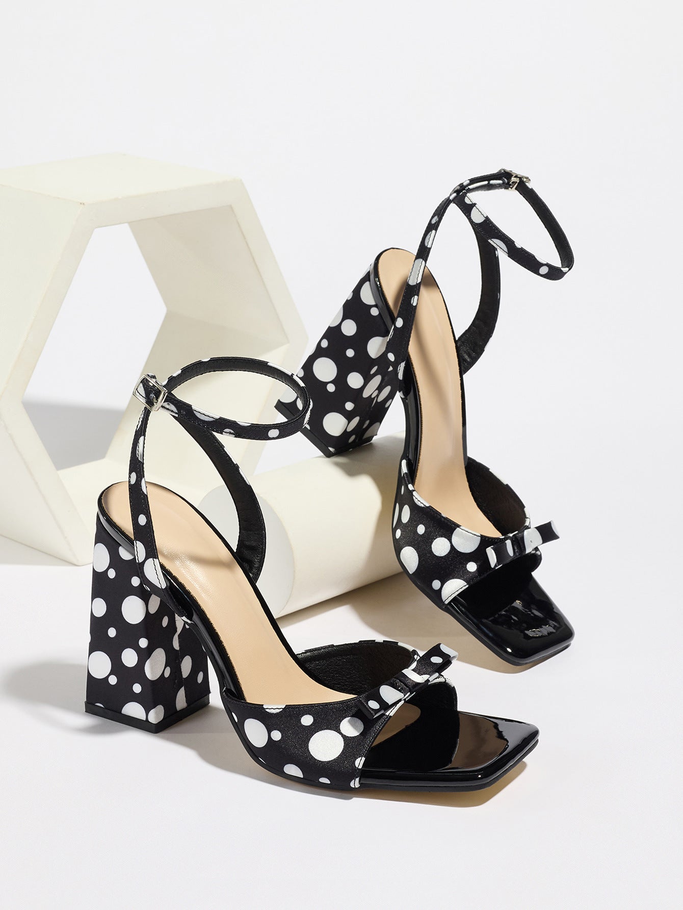 Colette Polka Dot Bow Heel Sandals