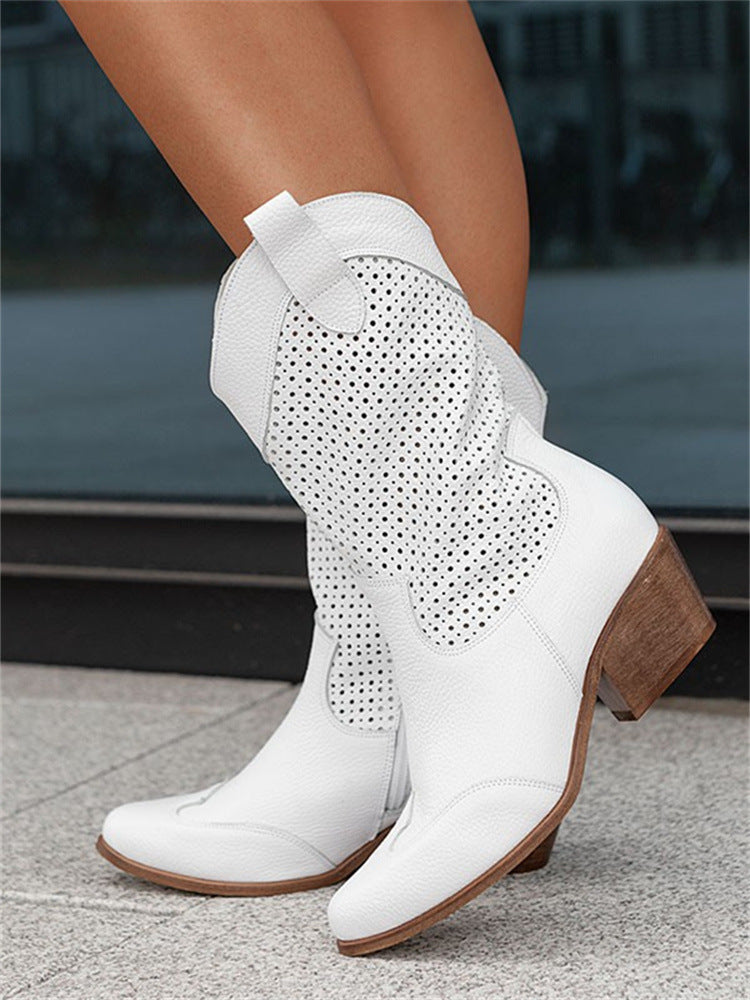 Margo & Main – tan perforated suede western boots, additional view 11, US women's sizes
