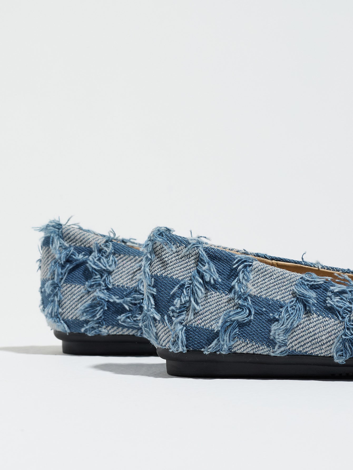 Margo & Main – blue denim pointed toe slip-on flats, styled view, US women's sizes