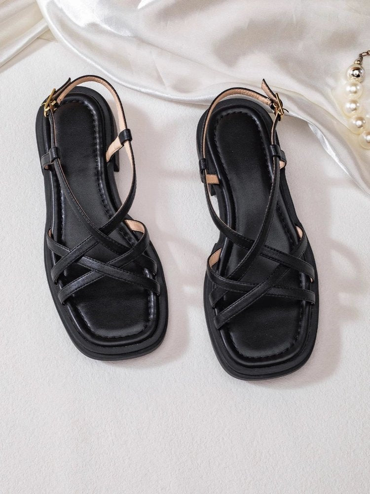 Margo & Main – strappy block heel sandals, fabric detail, US women's sizes