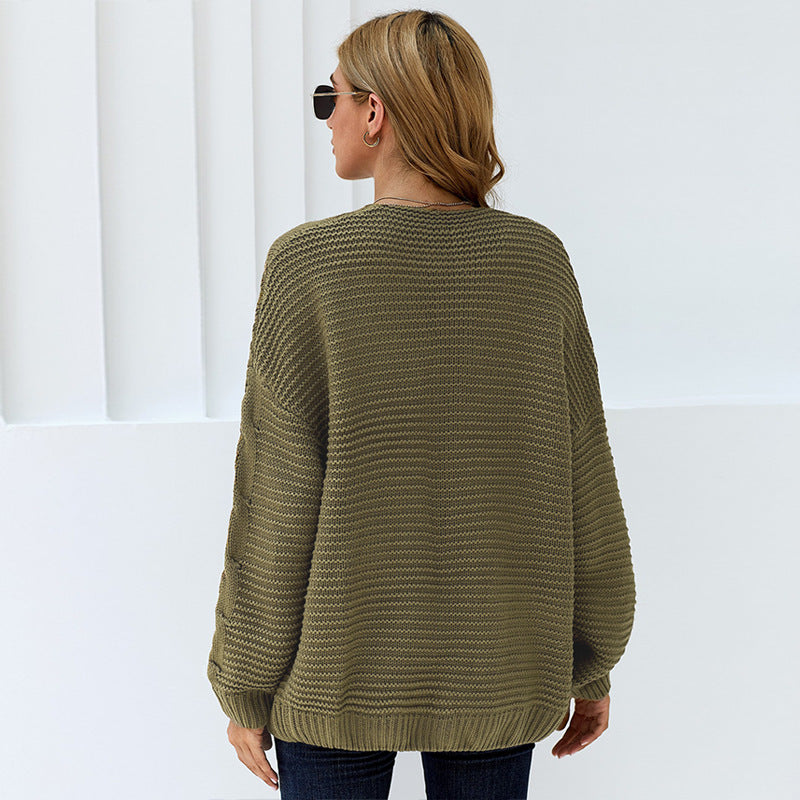Edith Oversized Cable Knit Open Cardigan