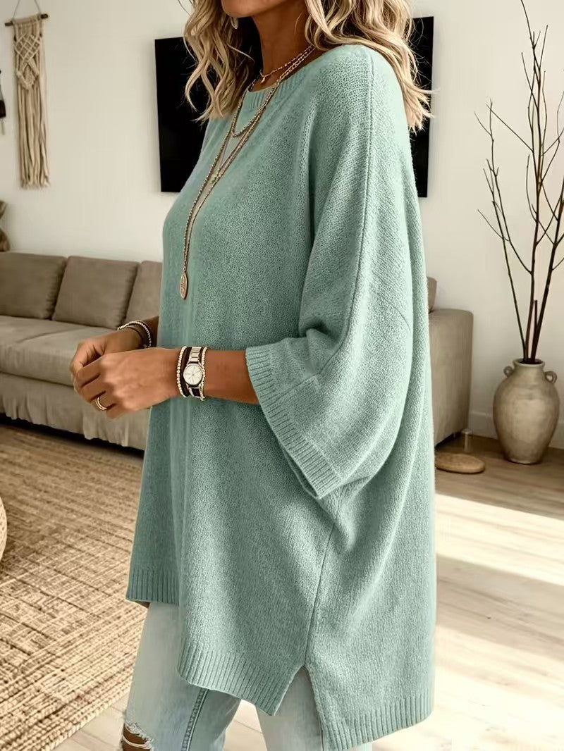 Evanthia Oversized Side-Slit Tunic Sweater