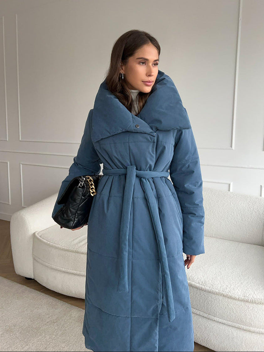 Tessaly Belted Shawl Collar Puffer Coat