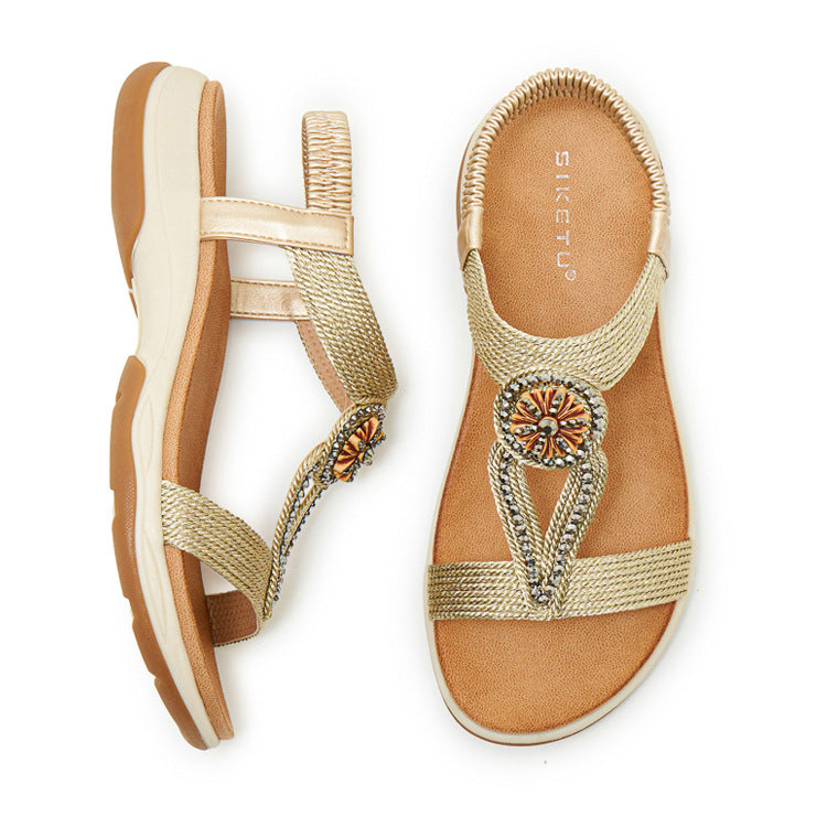 Cassidy Jeweled T-Strap Sandals
