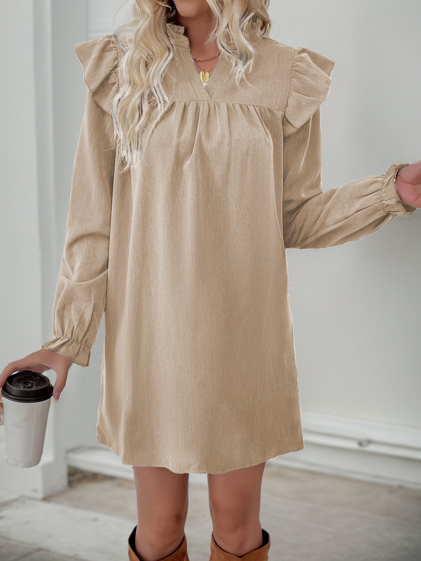 Catherine Cotton Blend Relaxed Ruffle Dress