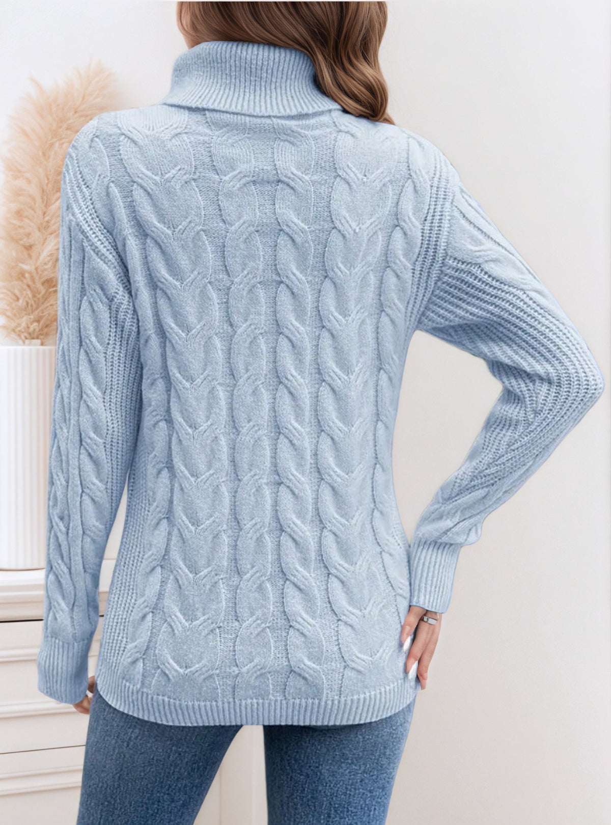 Margery Cable Knit Relaxed Turtleneck Sweater