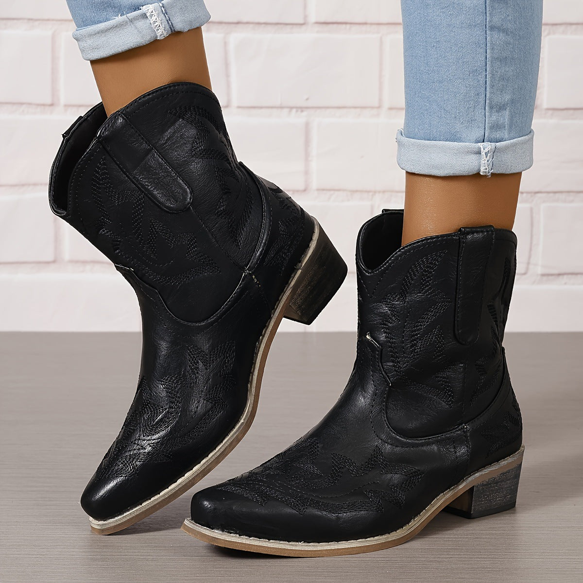 Sanna Embroidered Snip-Toe Western Boots