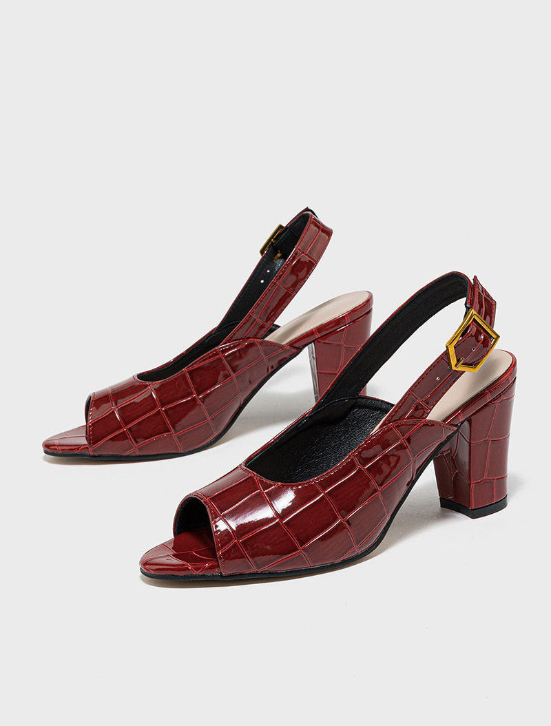 Loretta Croc-Embossed Slingback Heels