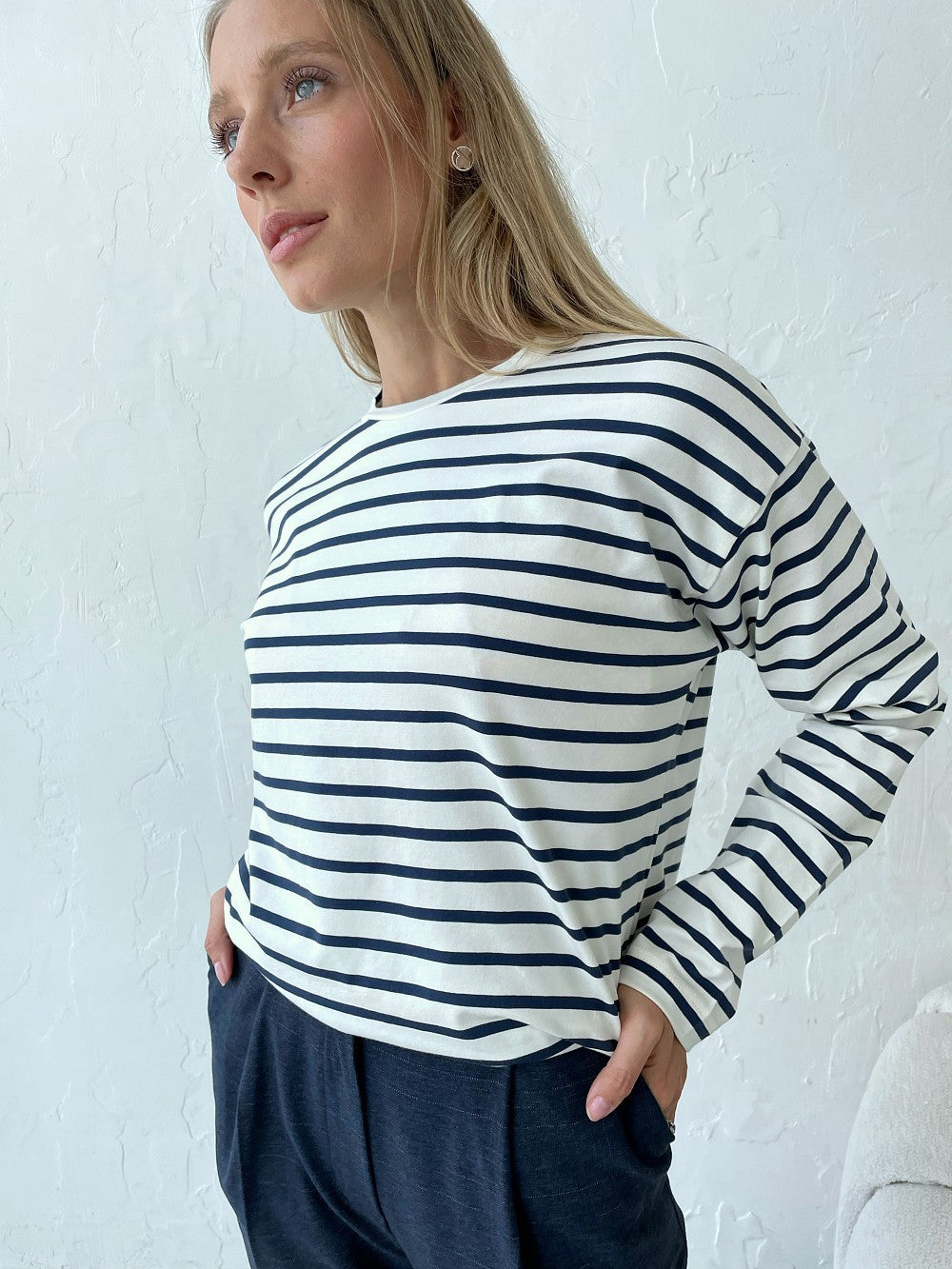 Demelza Striped Cotton Long Sleeve Tee
