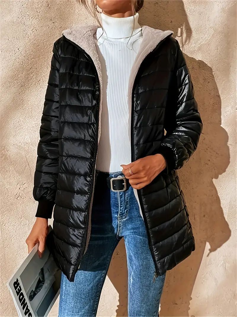 Capucine Fleece-Lined Hooded Quilted Jacket