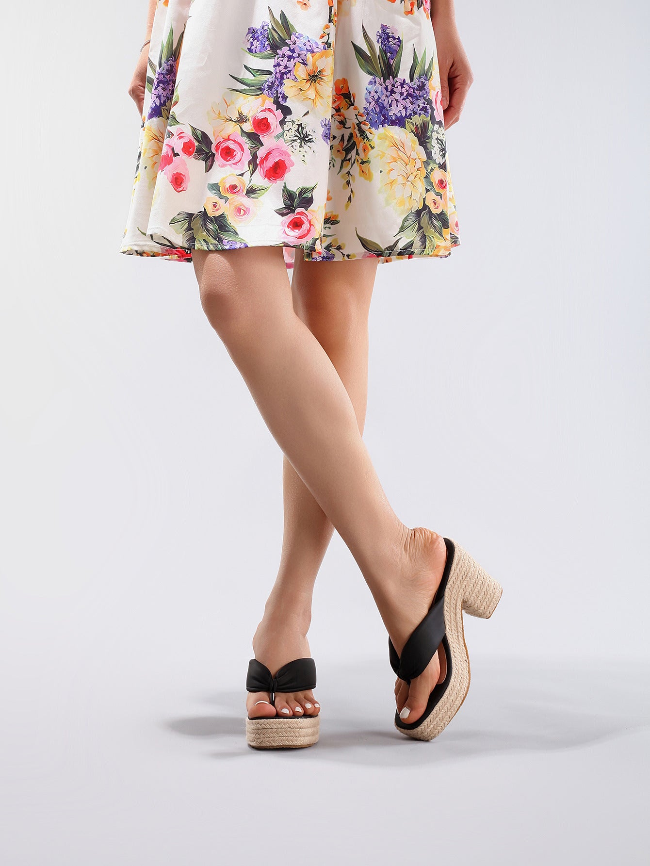 Margo & Main – Padded Thong Platform Wedge Sandals, full length view, US women's sizes