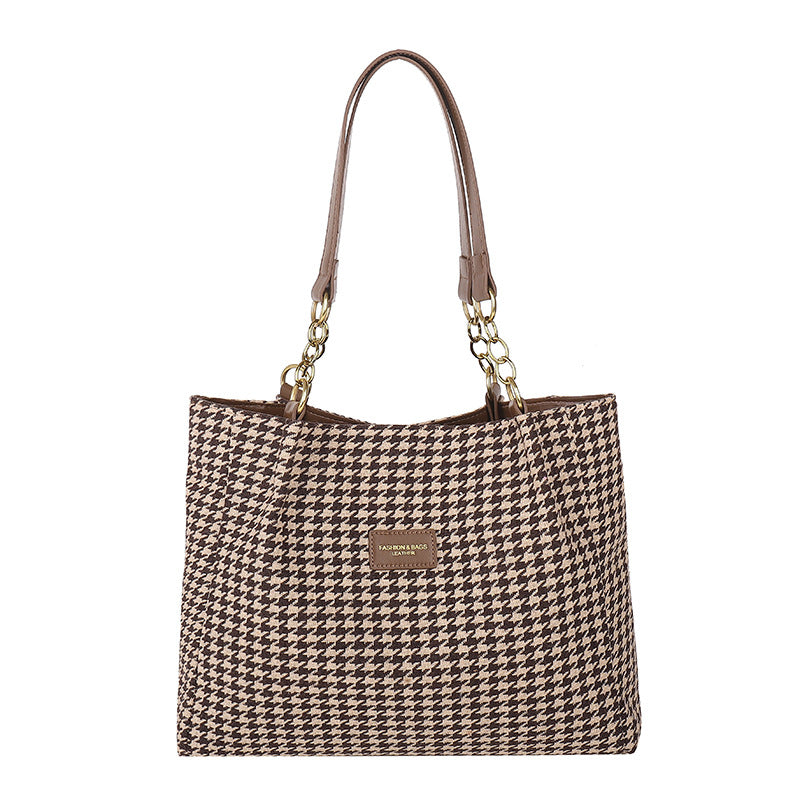 Lynxe Leopard Woven Canvas Chain Shoulder Bag